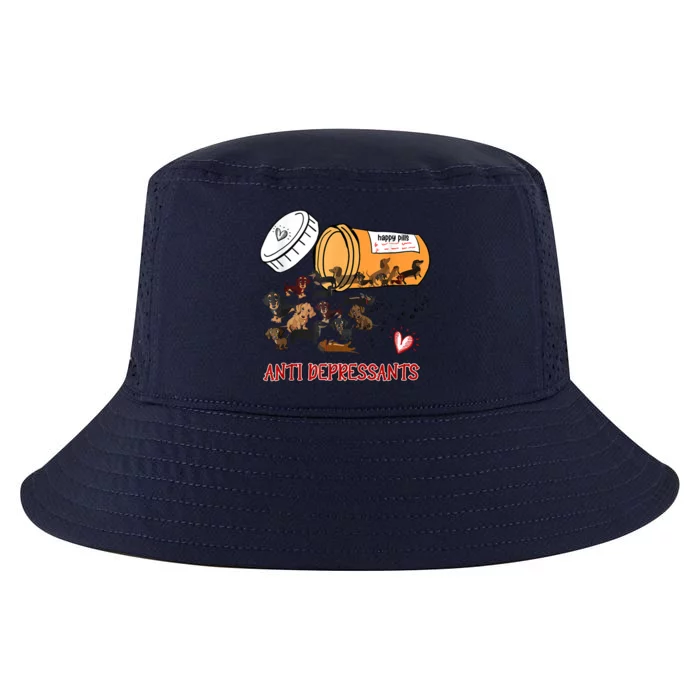 Sausage Puppy Lover Happy Pills Antidepressants Dachshund Gift Cool Comfort Performance Bucket Hat