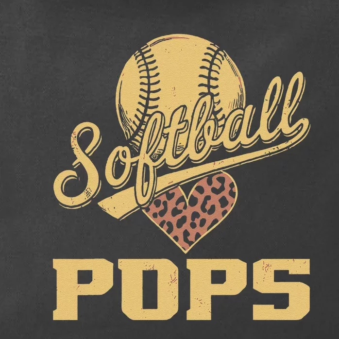 Softball Pops Leopard Heart Softball Ball Zip Tote Bag