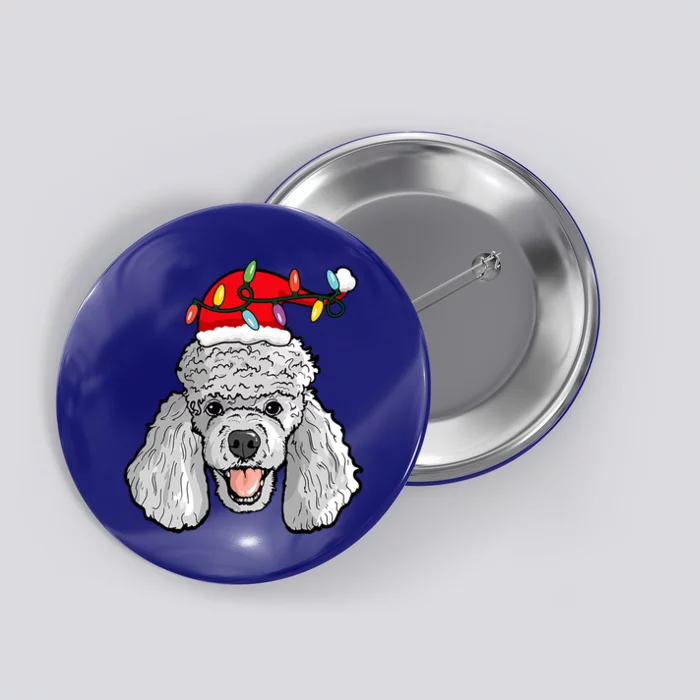 Santa Poodle Light Christmas Gift Button