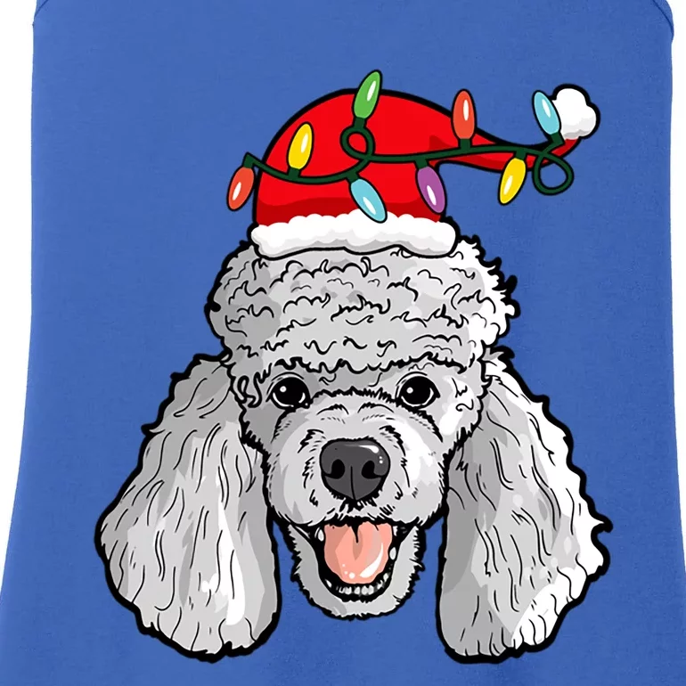 Santa Poodle Light Christmas Gift Ladies Essential Tank