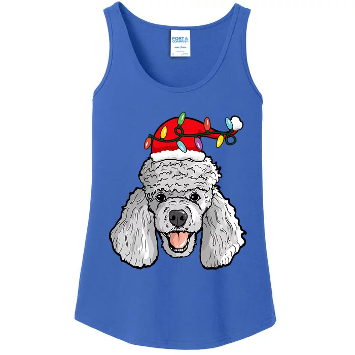 Santa Poodle Light Christmas Gift Ladies Essential Tank