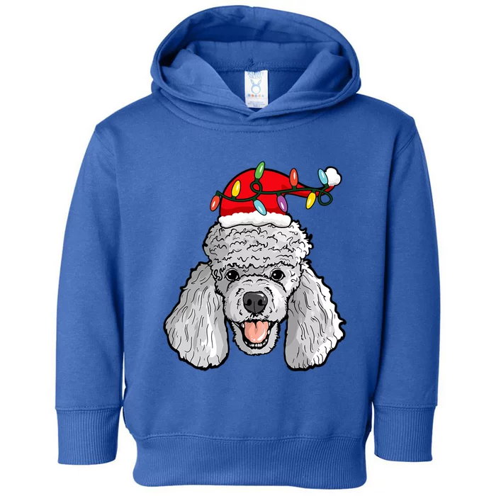 Santa Poodle Light Christmas Gift Toddler Hoodie