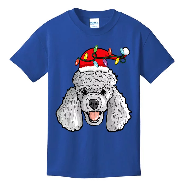 Santa Poodle Light Christmas Gift Kids T-Shirt