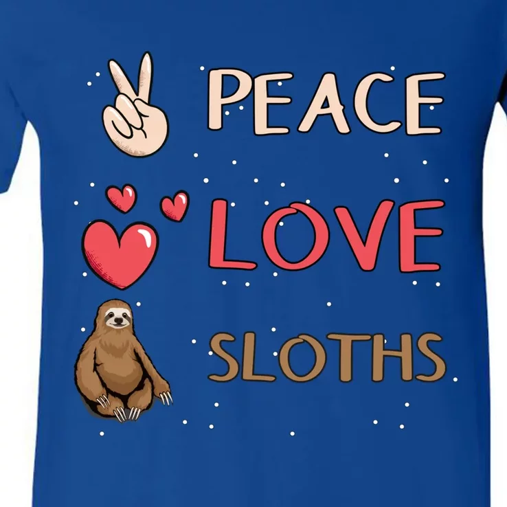 Sloth Peace Love Sloths Cool Gift V-Neck T-Shirt