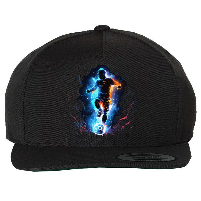 Soccer Player Lightning Wool Snapback Cap