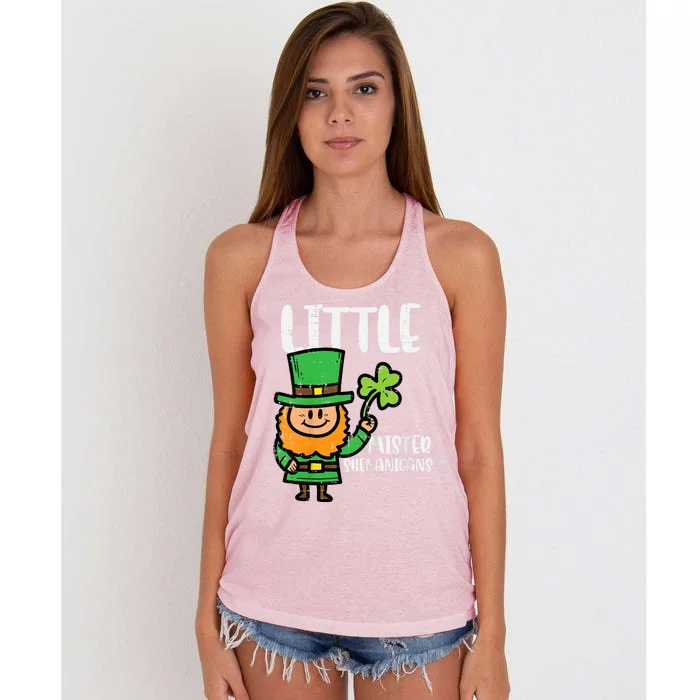 St Patricks Little Mister Shenanigans Leprechaun Women's Knotted Racerback Tank