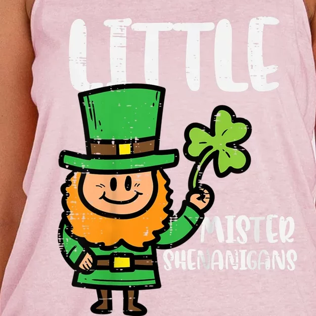 St Patricks Little Mister Shenanigans Leprechaun Women's Knotted Racerback Tank