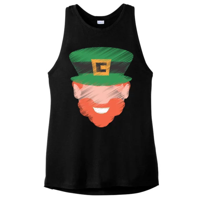 St Patrick Leprechaun Head Ladies Tri-Blend Wicking Tank