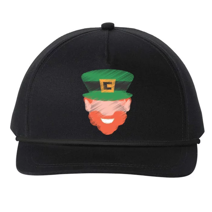 St Patrick Leprechaun Head Snapback Five-Panel Rope Hat