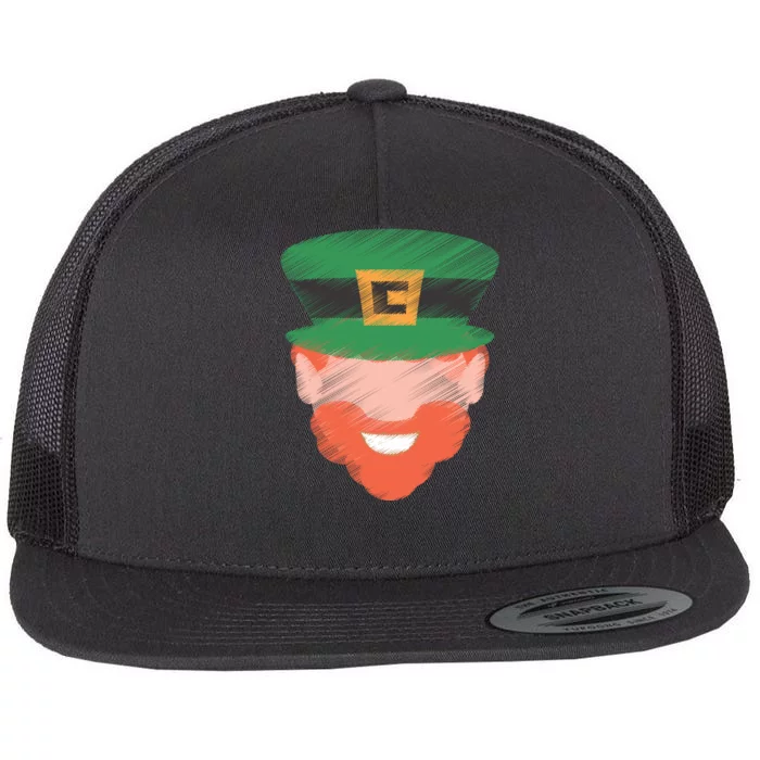 St Patrick Leprechaun Head Flat Bill Trucker Hat