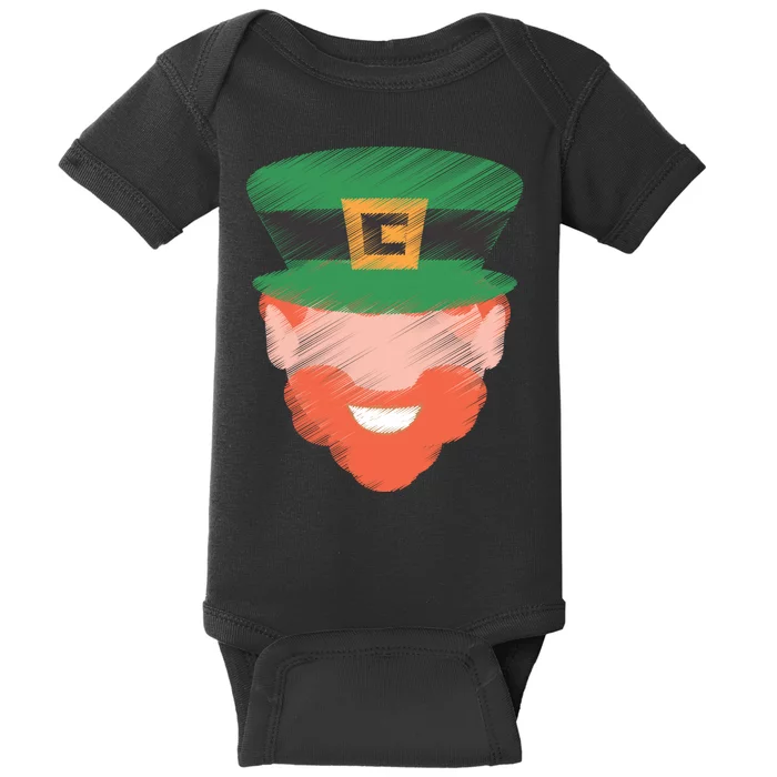 St Patrick Leprechaun Head Baby Bodysuit