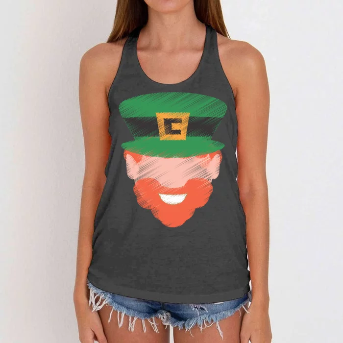 St Patrick Leprechaun Head Women's Knotted Racerback Tank