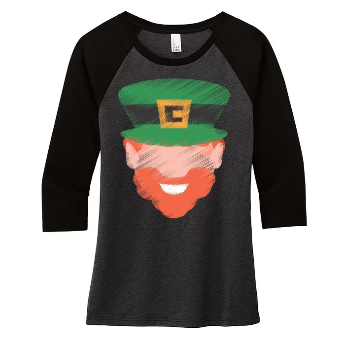 St Patrick Leprechaun Head Women's Tri-Blend 3/4-Sleeve Raglan Shirt