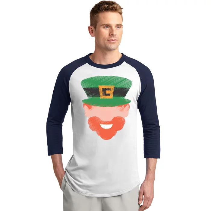 St Patrick Leprechaun Head Baseball Sleeve Shirt