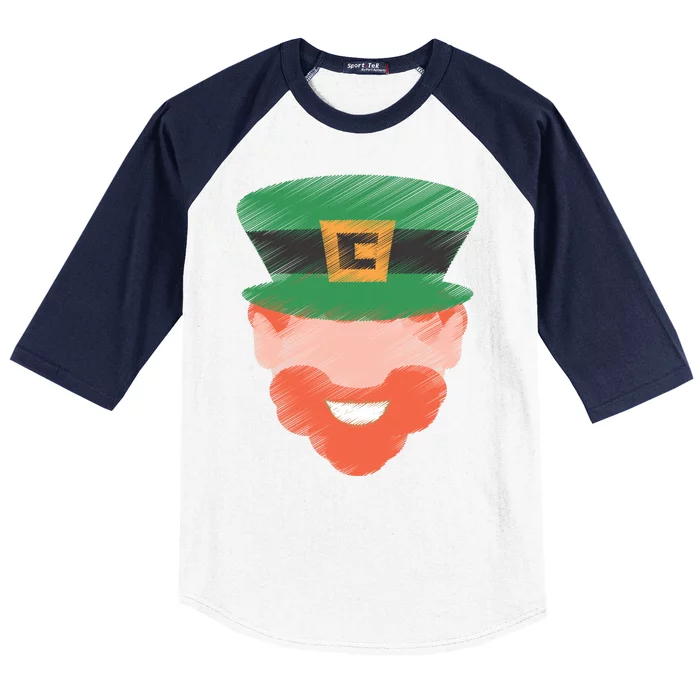 St Patrick Leprechaun Head Baseball Sleeve Shirt