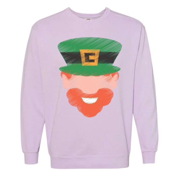 St Patrick Leprechaun Head Garment-Dyed Sweatshirt