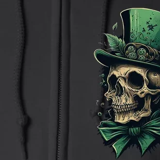 St. Patrick's Lucky Irish Skull shamrock Full Zip Hoodie