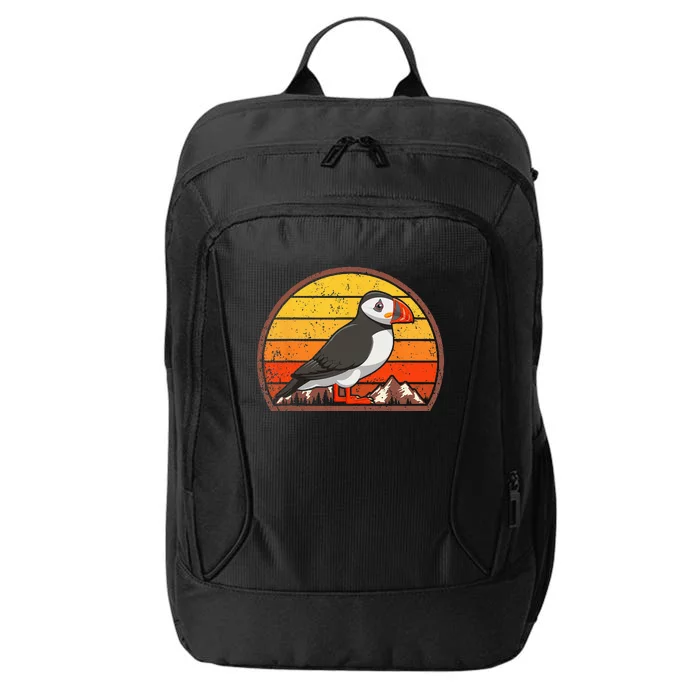 Sunset Puffin Lover Gift Vintage Retro Puffin City Backpack