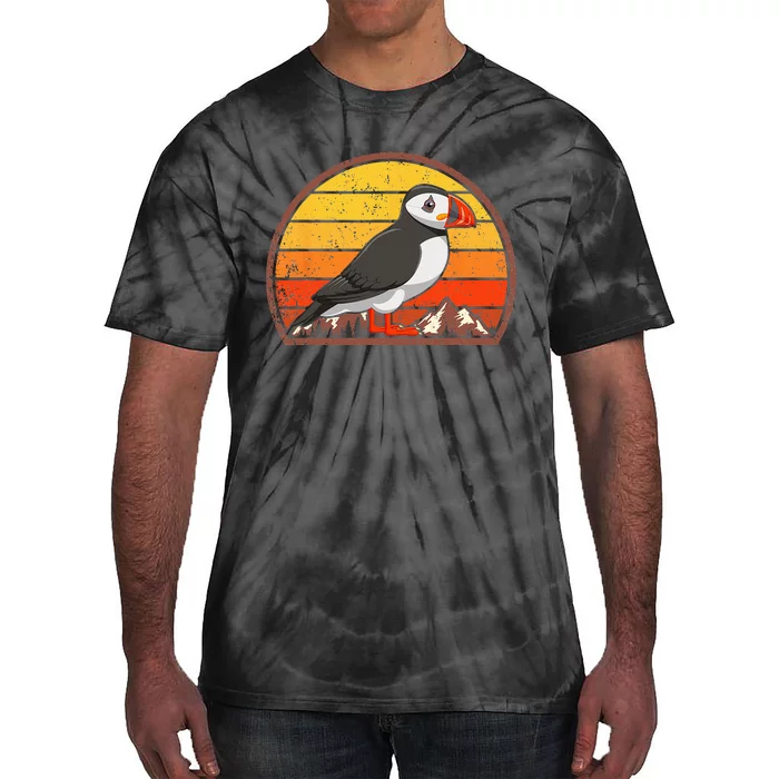 Sunset Puffin Lover Gift Vintage Retro Puffin Tie-Dye T-Shirt