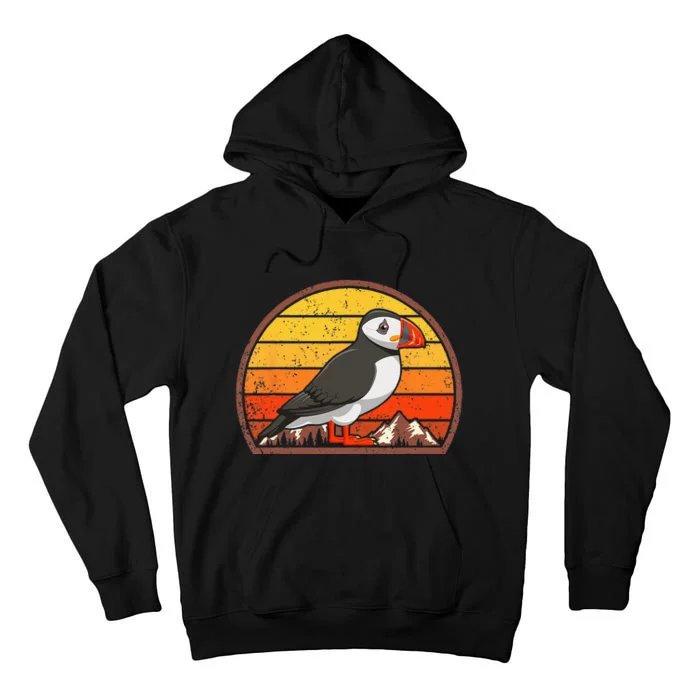 Sunset Puffin Lover Gift Vintage Retro Puffin Tall Hoodie