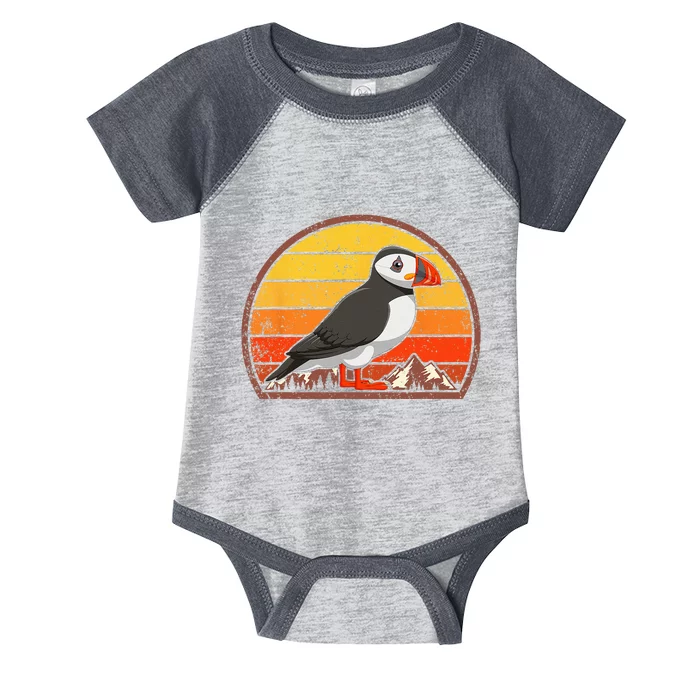 Sunset Puffin Lover Gift Vintage Retro Puffin Infant Baby Jersey Bodysuit