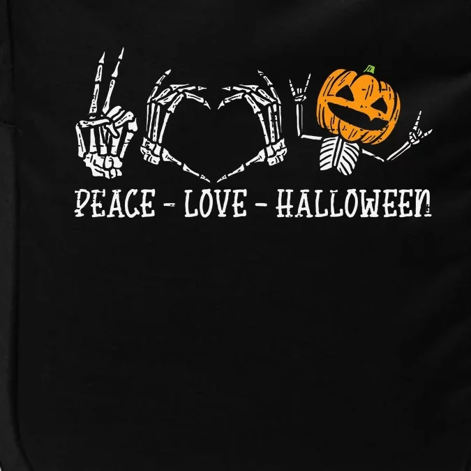 Skeleton Peace Love Pumpkin Halloween Impact Tech Backpack