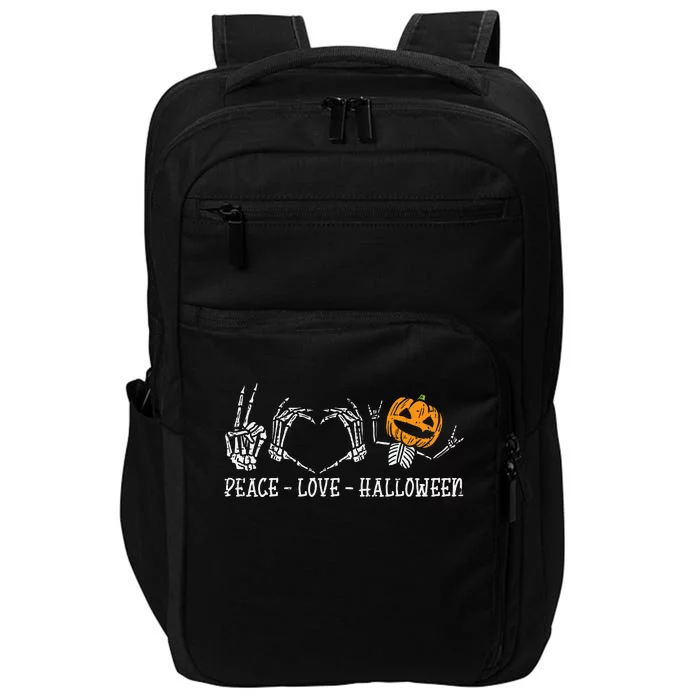 Skeleton Peace Love Pumpkin Halloween Impact Tech Backpack