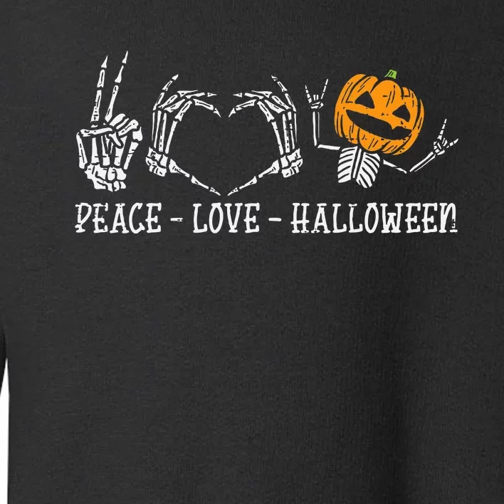 Skeleton Peace Love Pumpkin Halloween Toddler Sweatshirt