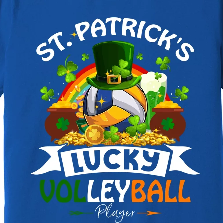 St Patrick's Lucky Volleyball Player Shamrock Glass Of Beer Gift Premium T-Shirt