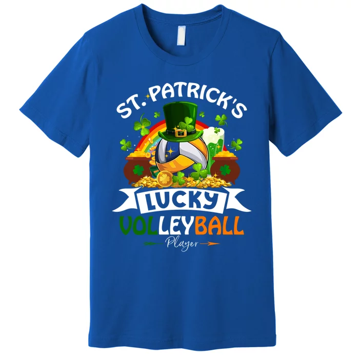 St Patrick's Lucky Volleyball Player Shamrock Glass Of Beer Gift Premium T-Shirt