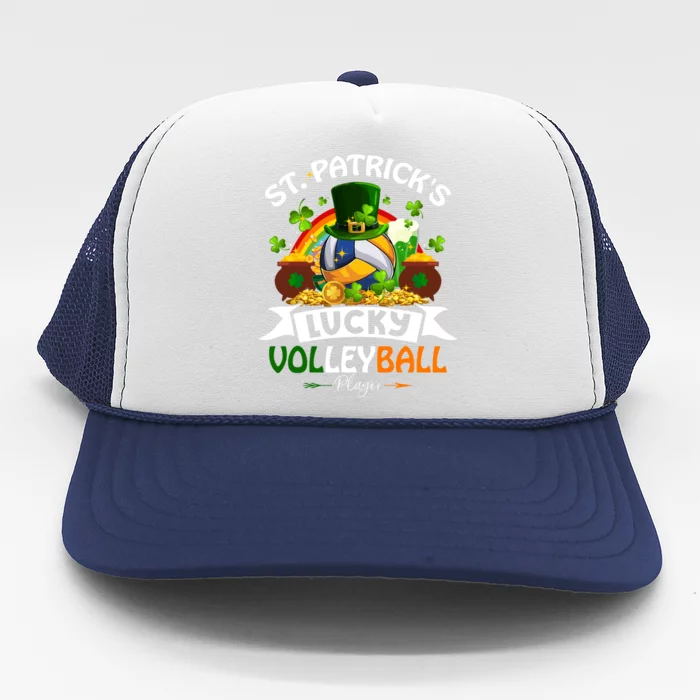 St Patrick's Lucky Volleyball Player Shamrock Glass Of Beer Gift Trucker Hat