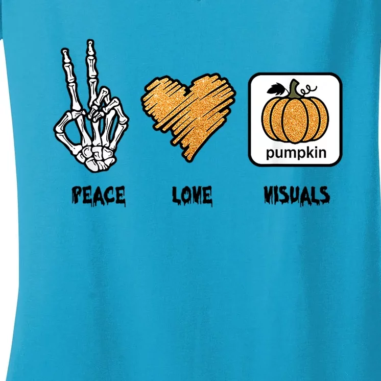 Slp Peace Love Visuals Special Education Teacher Halloween Meaningful Gift Women's V-Neck T-Shirt