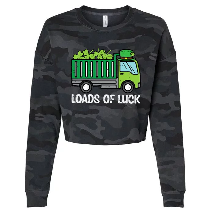 St Patricks Loads Of Luck Dump Truck Paddys Day Boy Cropped Pullover Crew