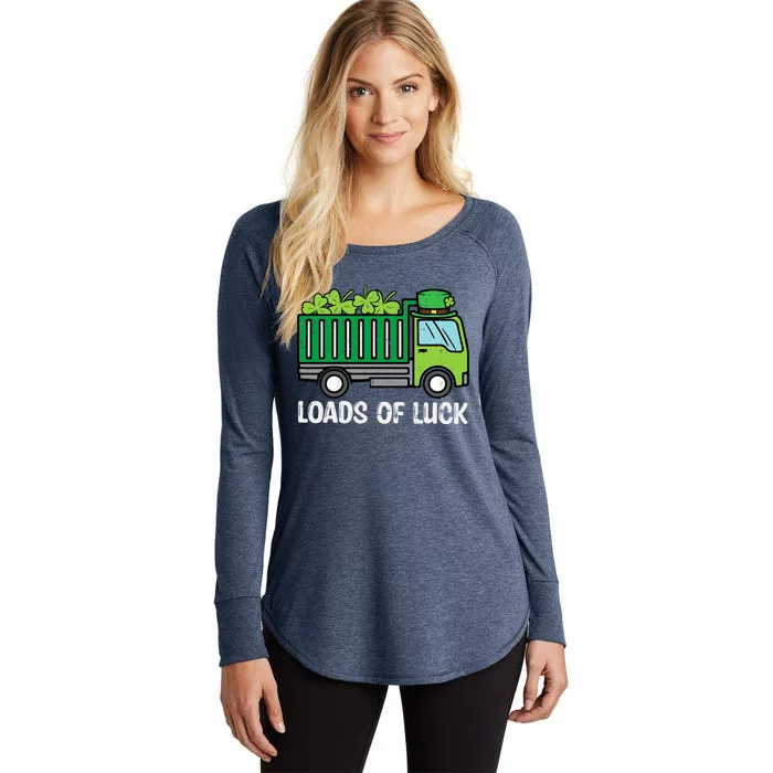 St Patricks Loads Of Luck Dump Truck Paddys Day Boy Women's Perfect Tri Tunic Long Sleeve Shirt