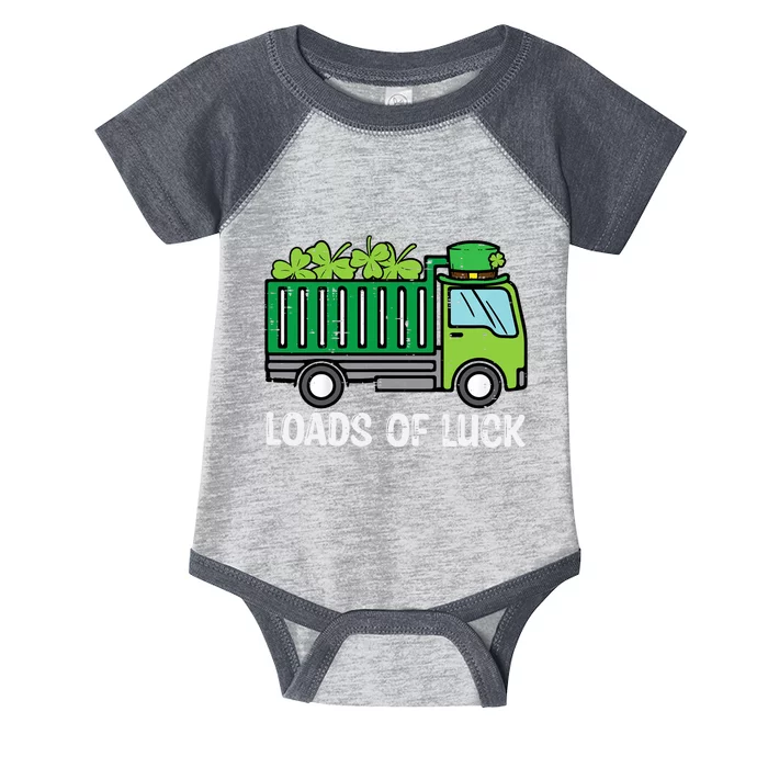 St Patricks Loads Of Luck Dump Truck Paddys Day Boy Infant Baby Jersey Bodysuit