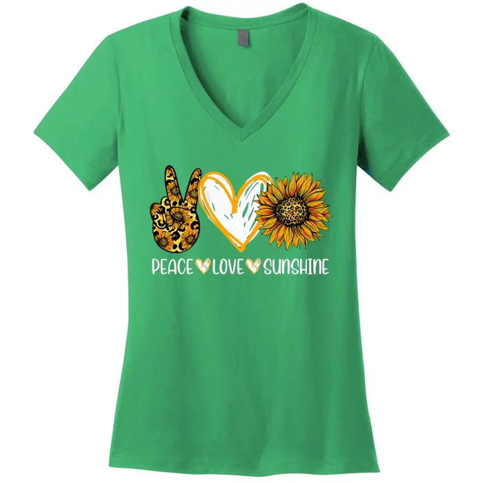 Sunflower Peace Love Sunshine Sunflower Lover For  Wo Women's V-Neck T-Shirt