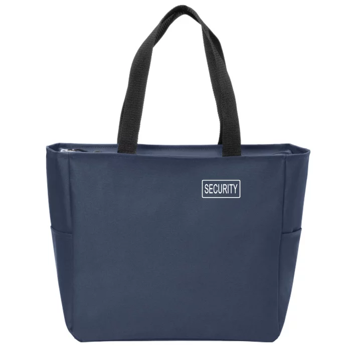 Security Pocket Logo Back And Front Zip Tote Bag