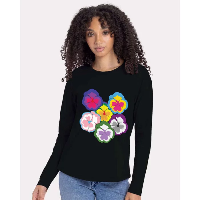 Sexual Pansies Lgbt Pride Pansy Flowers Equality Rainbow Gift Womens Cotton Relaxed Long Sleeve T-Shirt