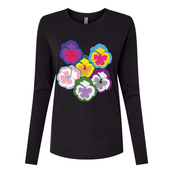 Sexual Pansies Lgbt Pride Pansy Flowers Equality Rainbow Gift Womens Cotton Relaxed Long Sleeve T-Shirt