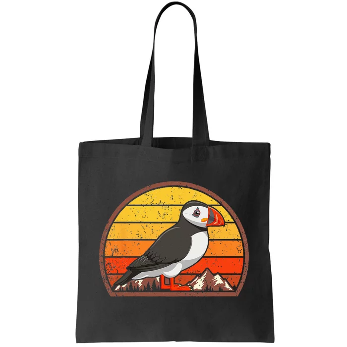 Sunset Puffin Lover Gift Vintage Retro Puffin Tote Bag