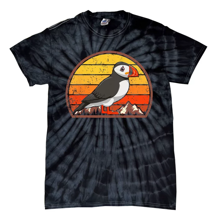 Sunset Puffin Lover Gift Vintage Retro Puffin Tie-Dye T-Shirt