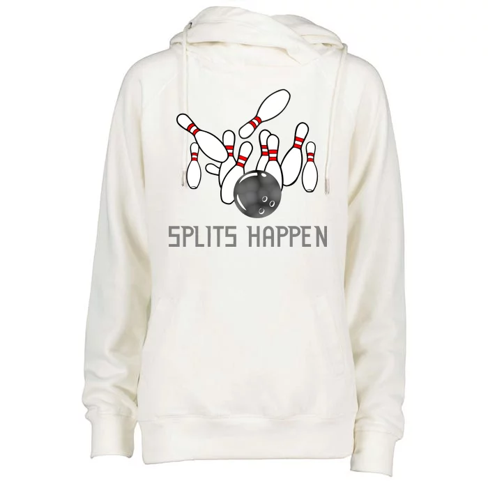 Splits Happen Bowling Womens Funnel Neck Pullover Hood