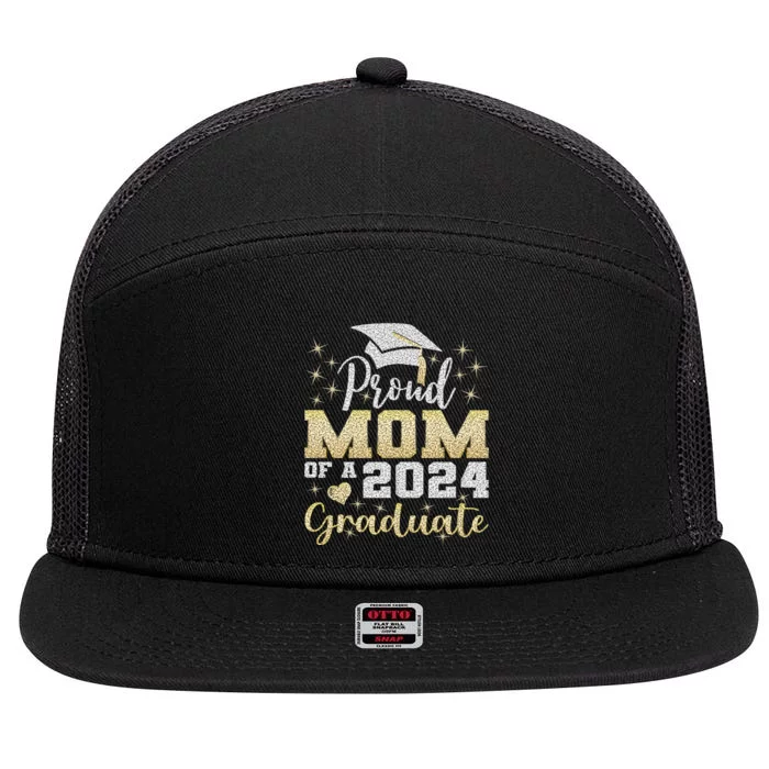 Super Proud Mom Of 2024 Graduate Awesome Family College 7 Panel Mesh Trucker Snapback Hat