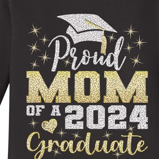 Super Proud Mom Of 2024 Graduate Awesome Family College Baby Long Sleeve Bodysuit