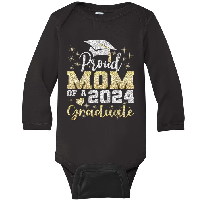 Super Proud Mom Of 2024 Graduate Awesome Family College Baby Long Sleeve Bodysuit