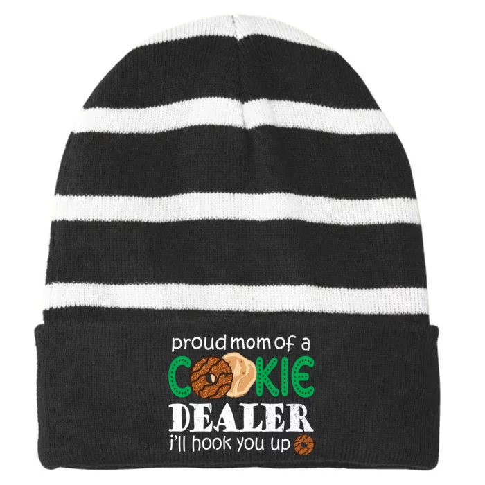 Scout Proud Mom Of A Cookie Dealer Troop Leader Striped Beanie with Solid Band