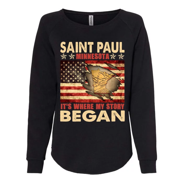 Saint Paul Minnesota Usa Flag 4th Of July Gift Womens California Wash Sweatshirt