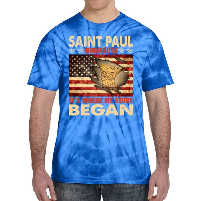 Saint Paul Minnesota Usa Flag 4th Of July Gift Tie-Dye T-Shirt