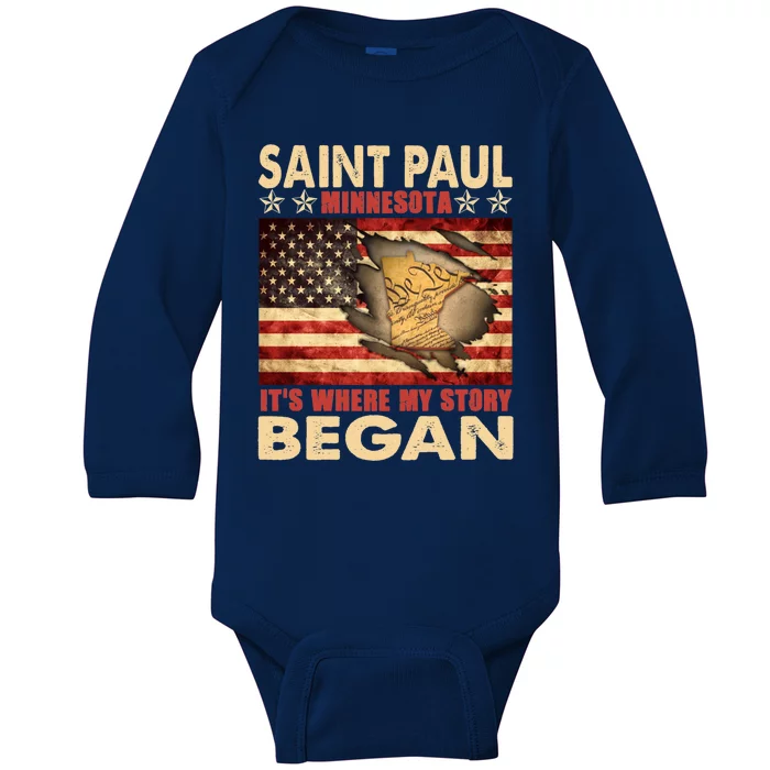 Saint Paul Minnesota Usa Flag 4th Of July Gift Baby Long Sleeve Bodysuit