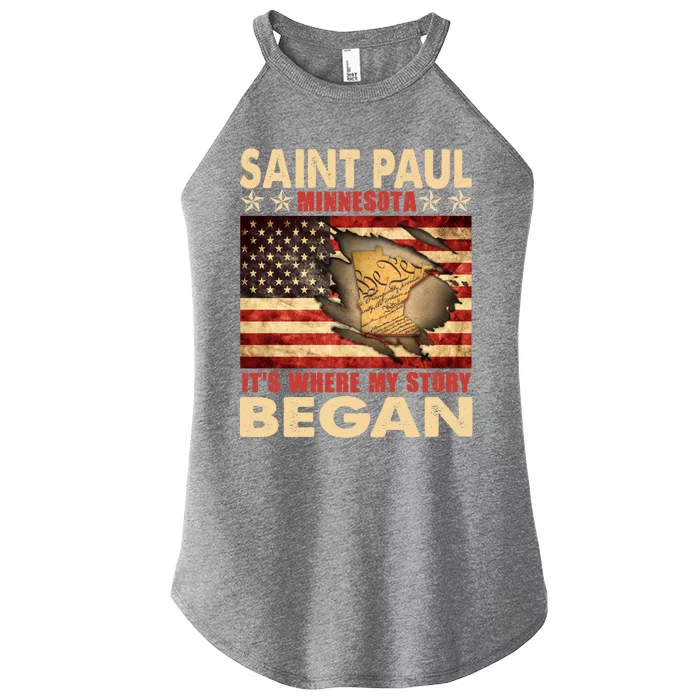 Saint Paul Minnesota Usa Flag 4th Of July Gift Women’s Perfect Tri Rocker Tank